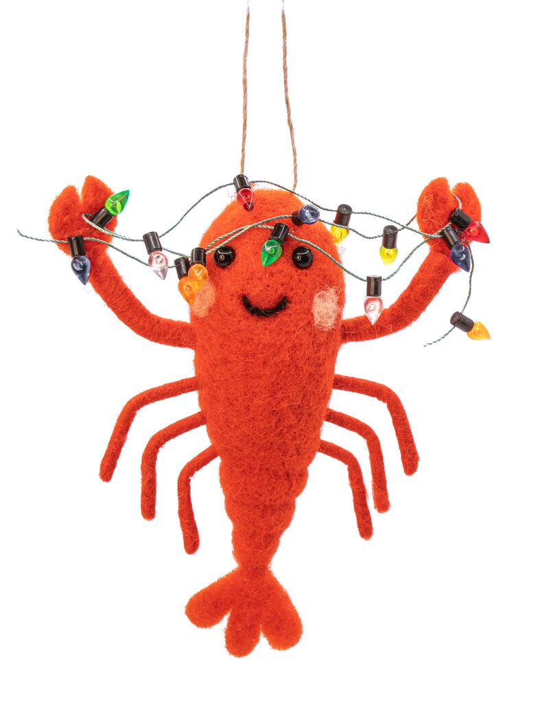 Sass & Belle VILTEN KERSTBAL - Kreeft met kerstverlichting