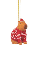 Sass & Belle BOULE DE NOËL EN FEUTRE – Capybara avec bonnet d’hiver