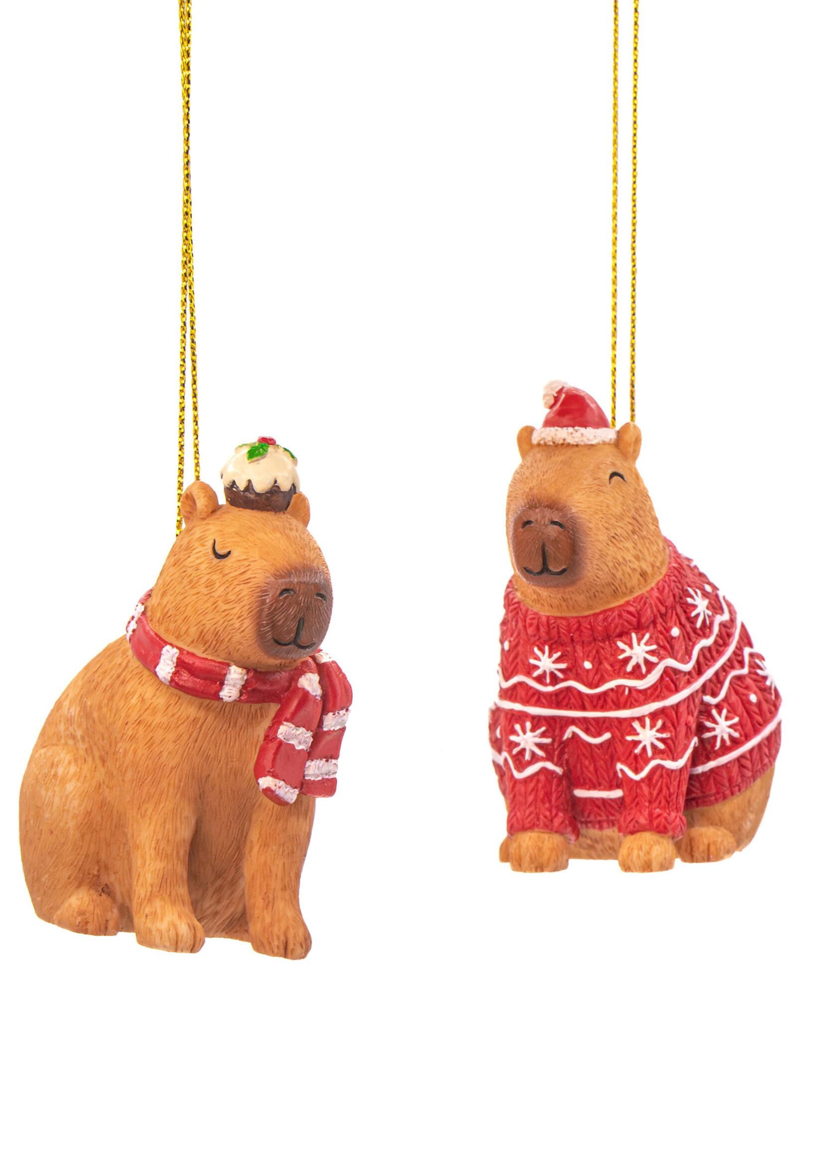 BOULE DE NOËL EN FEUTRE – Capybara avec bonnet d’hiver