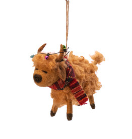 Sass & Belle Décoration Suspendue Vache Highland en Feutre