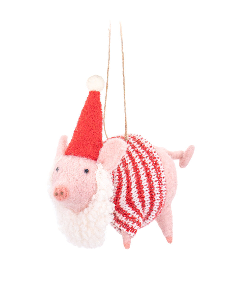 Sass & Belle Festive Pig | Felt Hanging Decoration