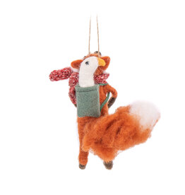 Sass & Belle Décoration Suspendue Renard avec Canard dans le Sac à Dos en Feutre