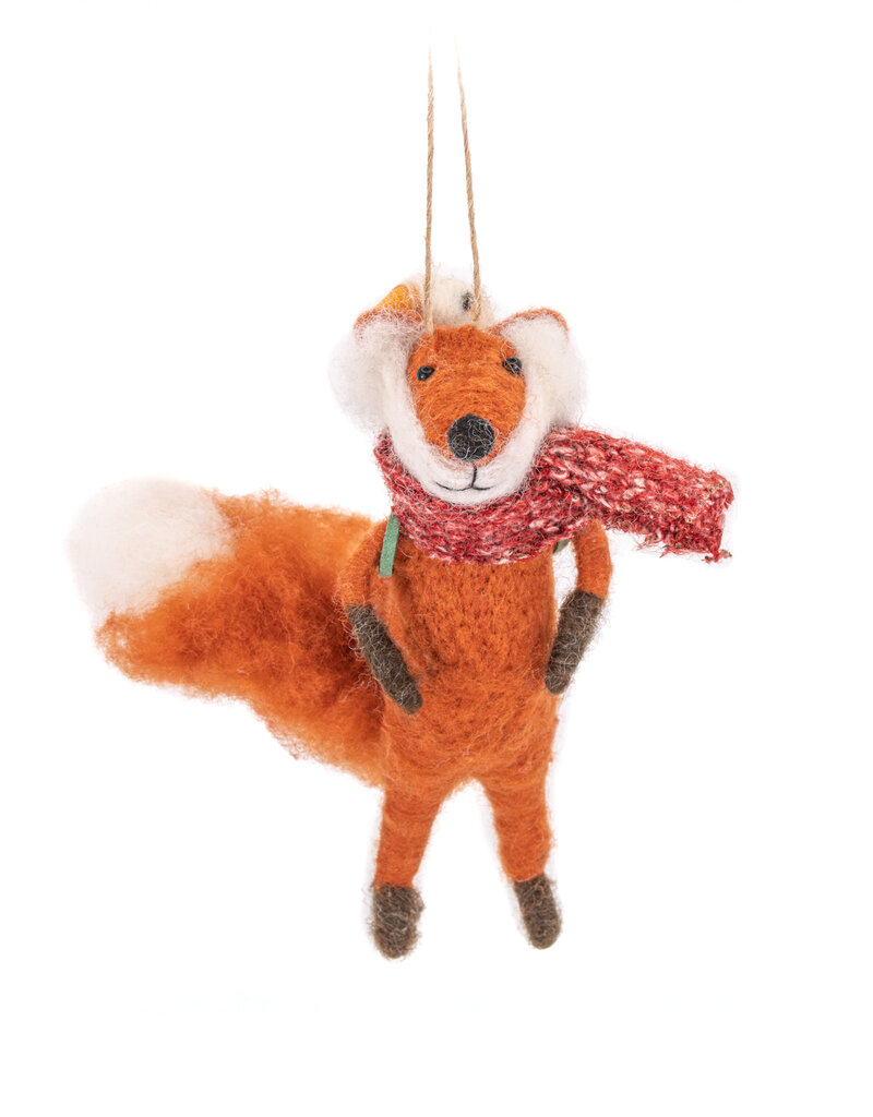 Sass & Belle Fox with Duck in Backpack Felt Hanging Decoration