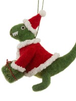 Décoration Suspendue Dinosaure Père Noël en Feutre