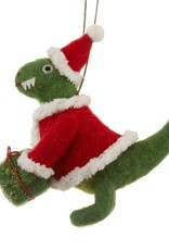 Sass & Belle Décoration Suspendue Dinosaure Père Noël en Feutre