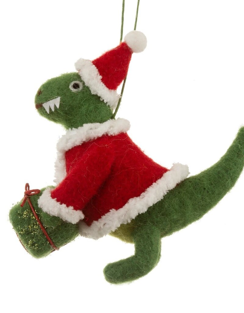 Sass & Belle Décoration Suspendue Dinosaure Père Noël en Feutre