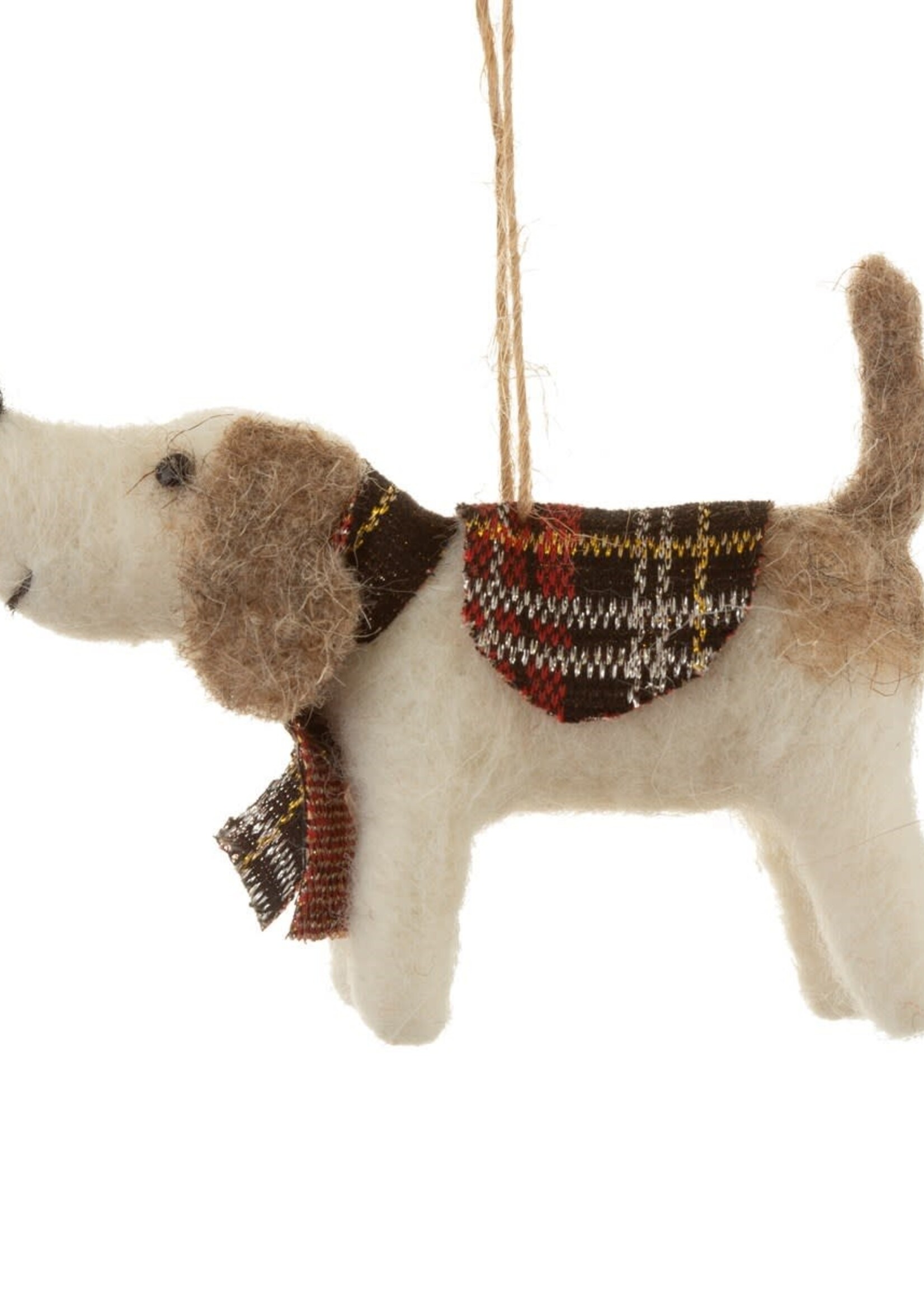 Sass & Belle Décoration Suspendue Chien en Feutre Tartan