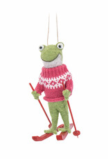 Sass & Belle Skiing Frog Felt Hanging Decoration