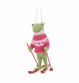 Sass & Belle Décoration Suspendue Grenouille Skieuse en Feutre