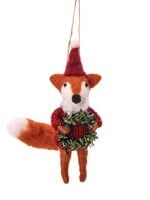 Décoration de Noël en feutre – Renard avec couronne