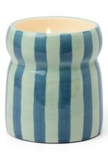 PADDYWAX Cabana geurkaars in blauw gestreept keramiek – Warm Cider