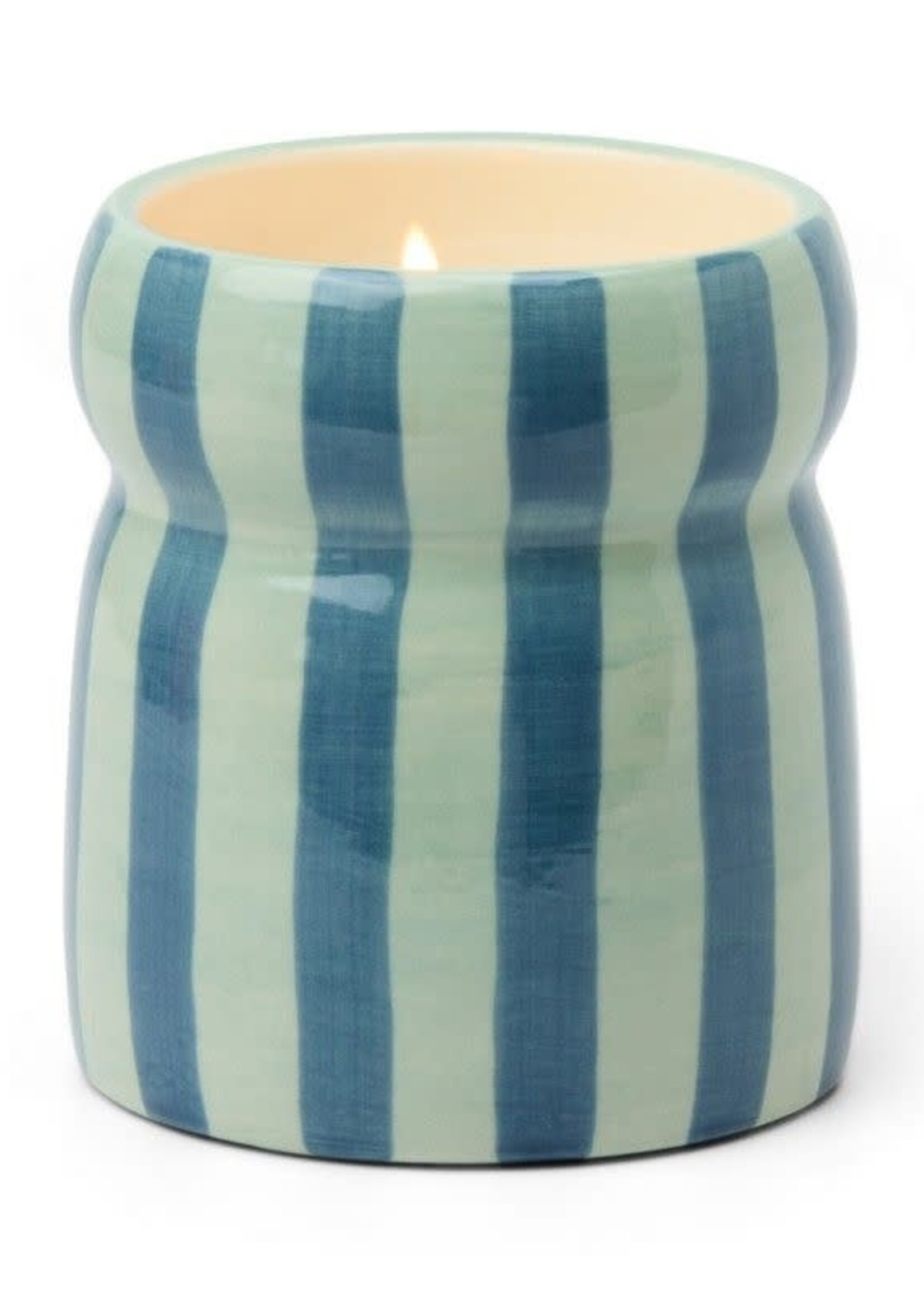 PADDYWAX Bougie parfumée Cabana en céramique rayée bleue – Cidre chaud