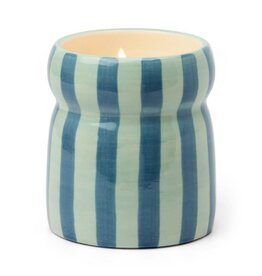 PADDYWAX Cabana geurkaars in blauw gestreept keramiek – Warm Cider