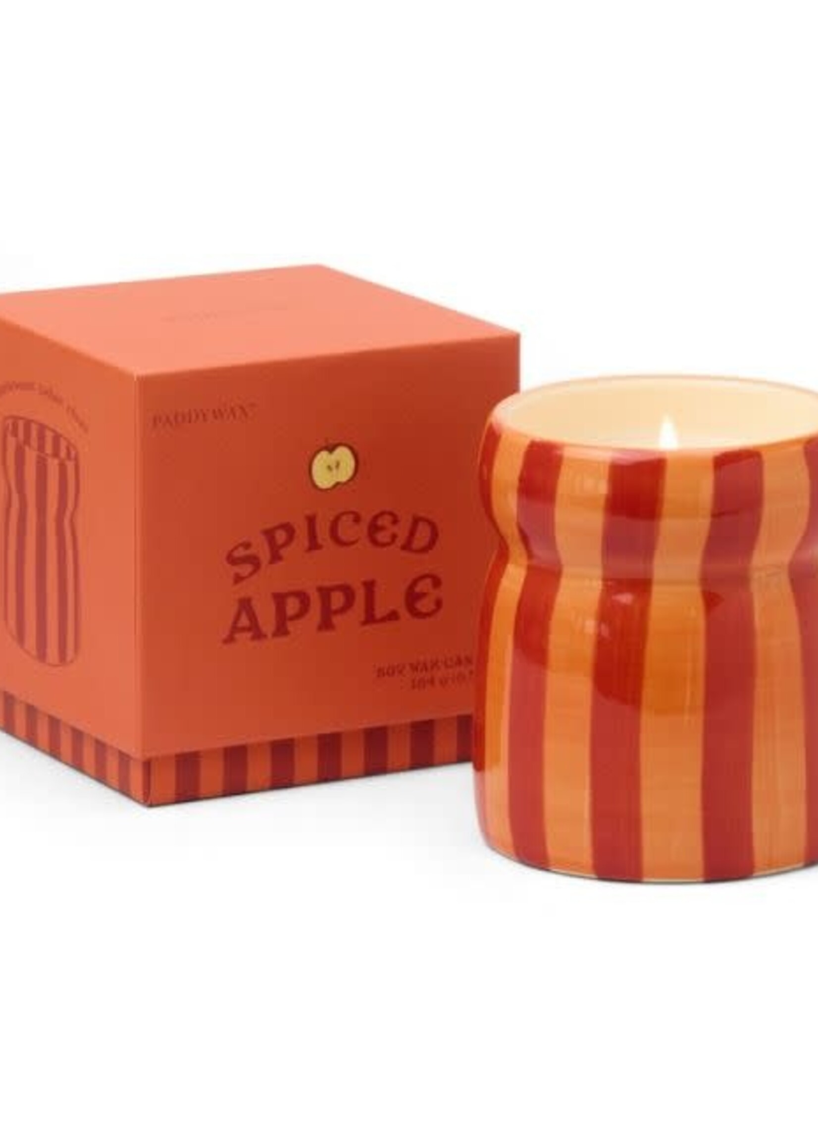 PADDYWAX Cabana scented candle in red/coral striped ceramic – Spiced apple