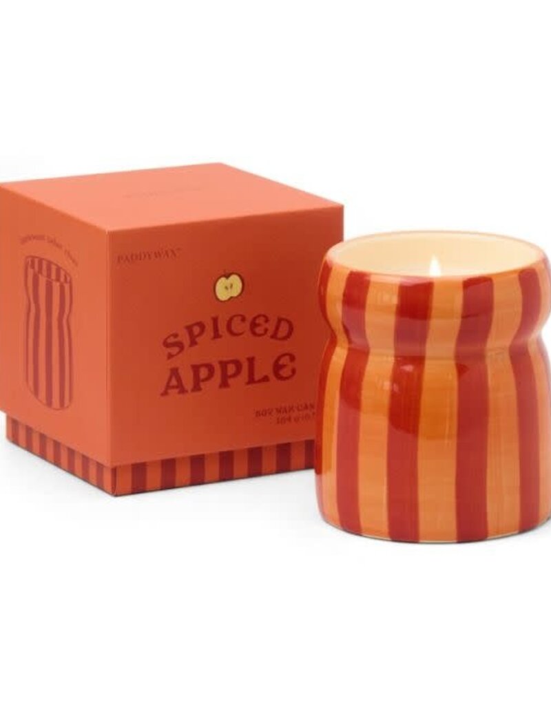 PADDYWAX Cabana scented candle in red/coral striped ceramic – Spiced apple