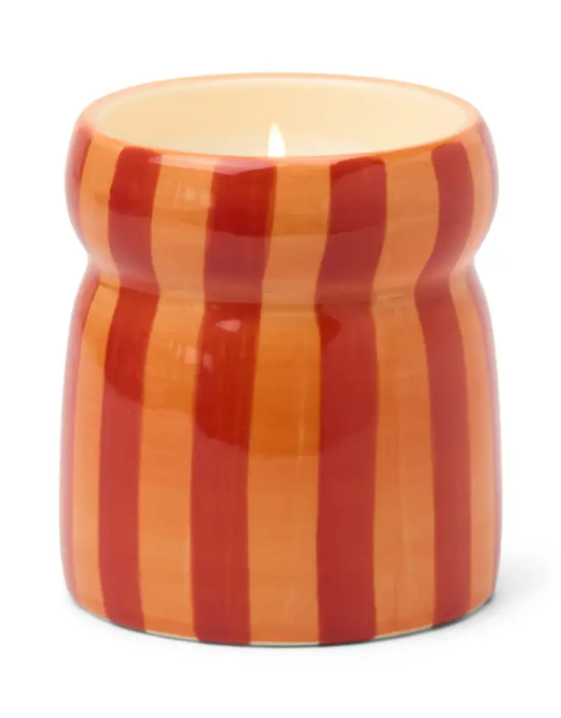 PADDYWAX Cabana scented candle in red/coral striped ceramic – Spiced apple