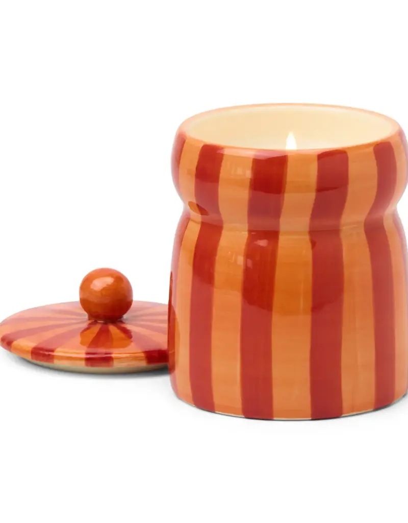 PADDYWAX Cabana scented candle in red/coral striped ceramic – Spiced apple