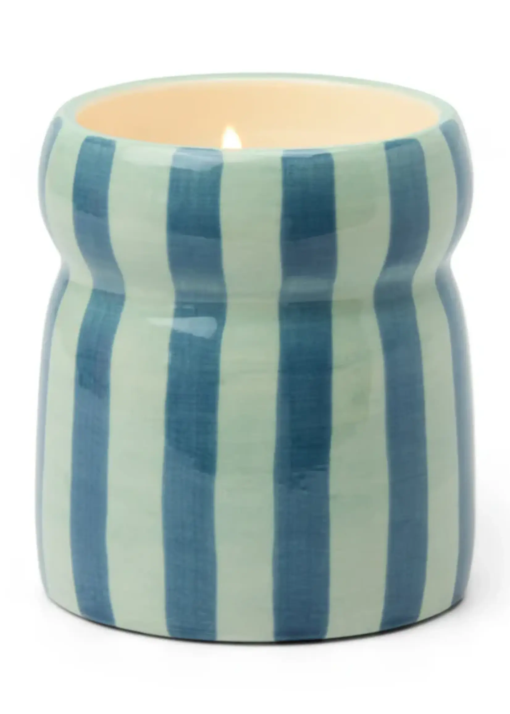 PADDYWAX Bougie parfumée Cabana en céramique rayée bleue – Cidre chaud