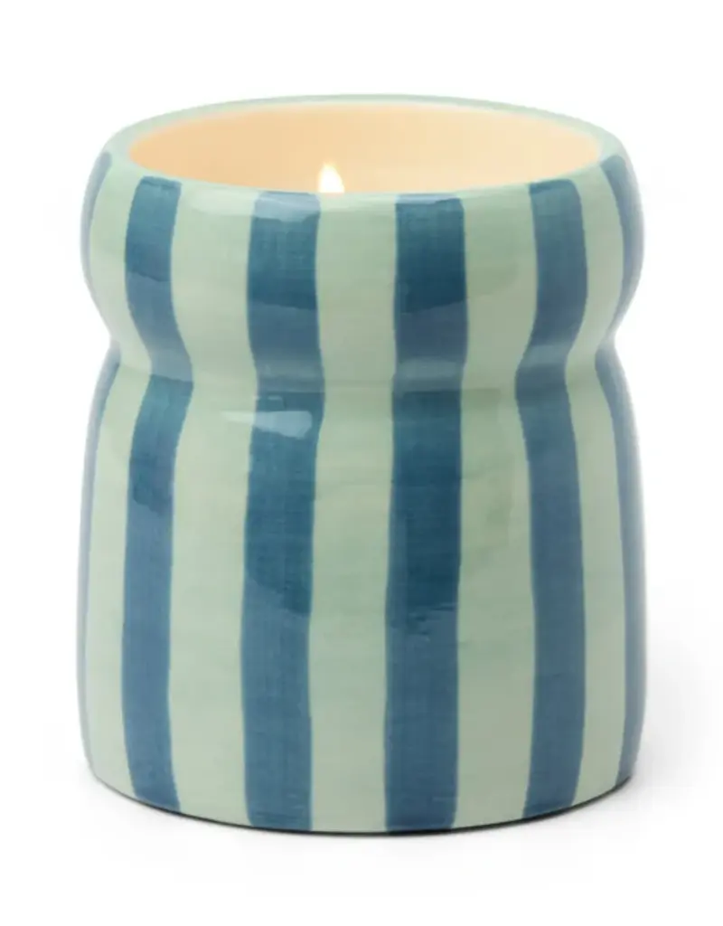 PADDYWAX Cabana scented candle in blue striped ceramic – Warm Cider