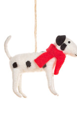Sass & Belle Décoration de Noël en feutre d’un dalmatien avec écharpe rouge