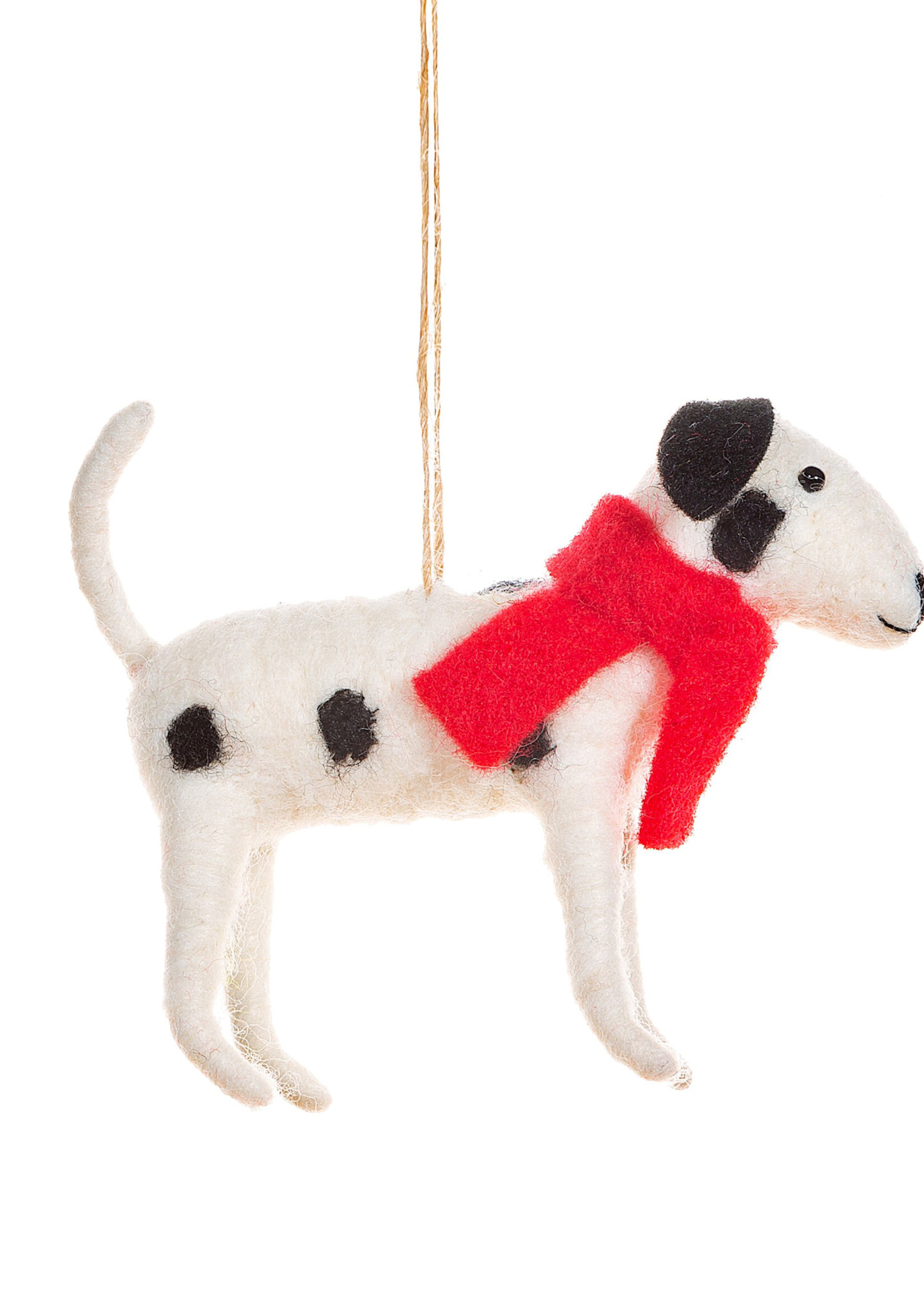 Sass & Belle Décoration de Noël en feutre d’un dalmatien avec écharpe rouge