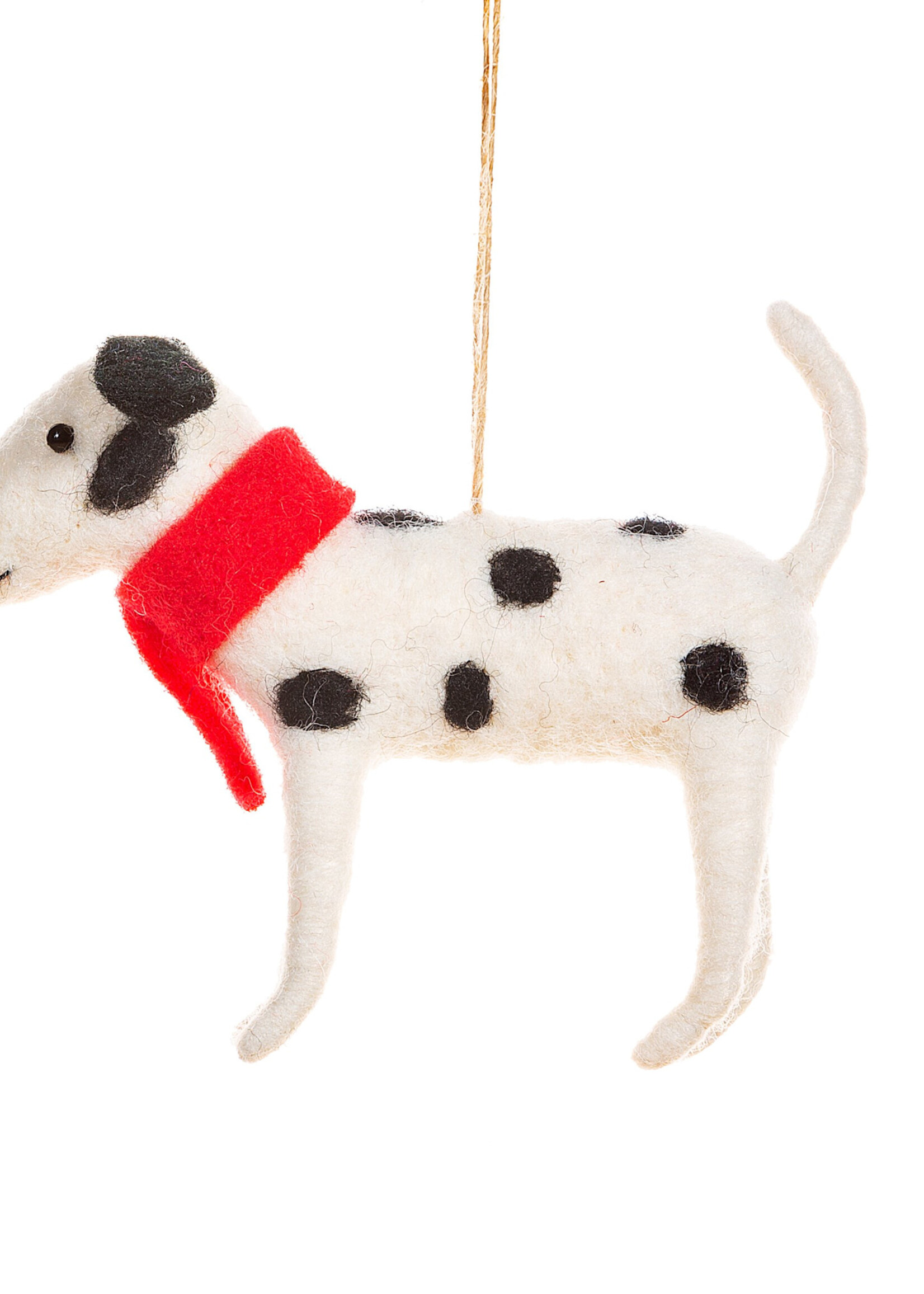 Sass & Belle Vilten kerst hangdecoratie van een dalmatiër met rode sjaal