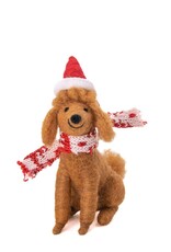 Sass & Belle Vilten poedel met sjaal en muts – kerst hangdecoratie