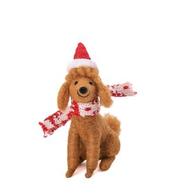 Sass & Belle Poodle with scarf & hat – felt hanging decoration