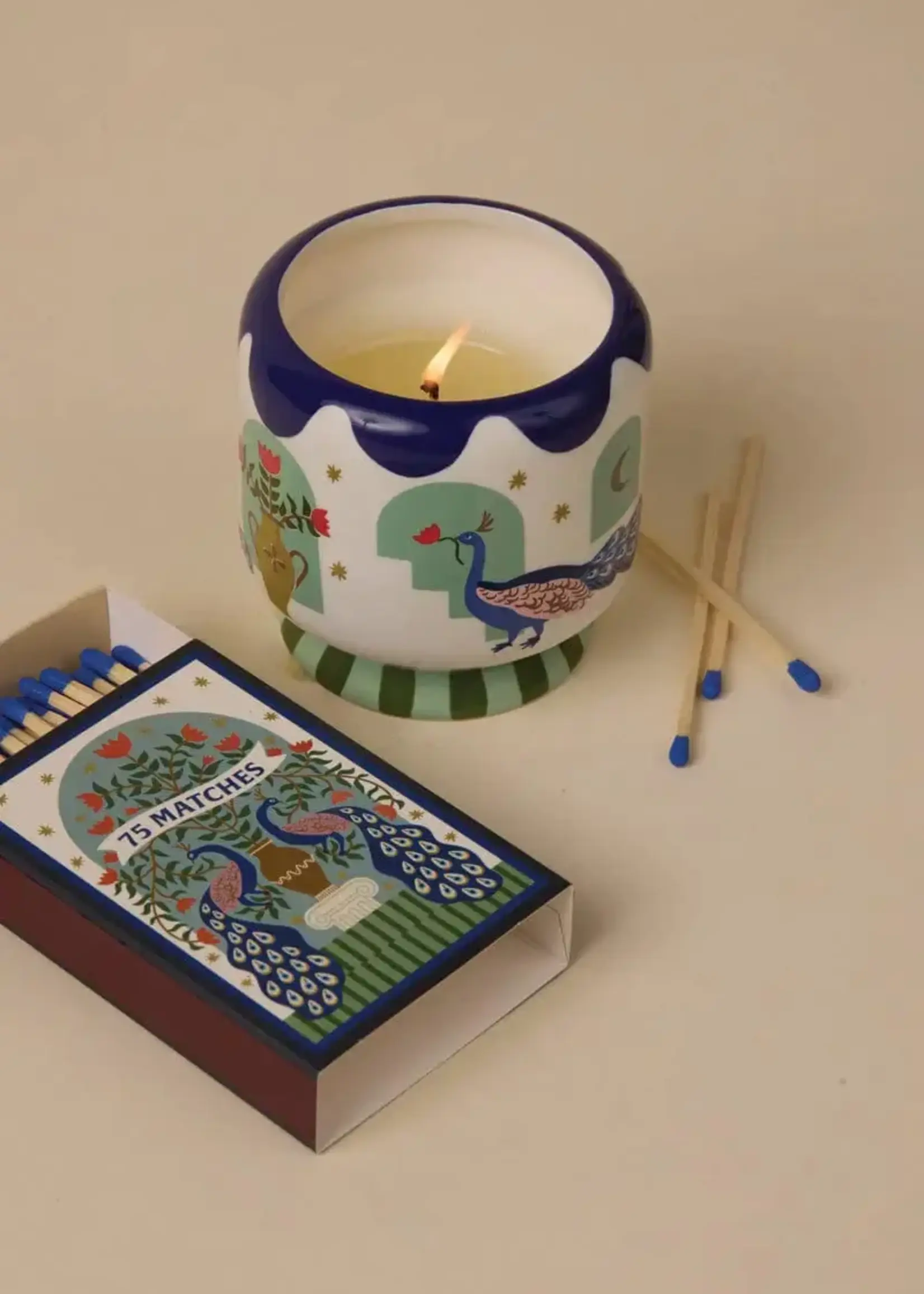 PADDYWAX Peacock ceramic candle misted lime 226g