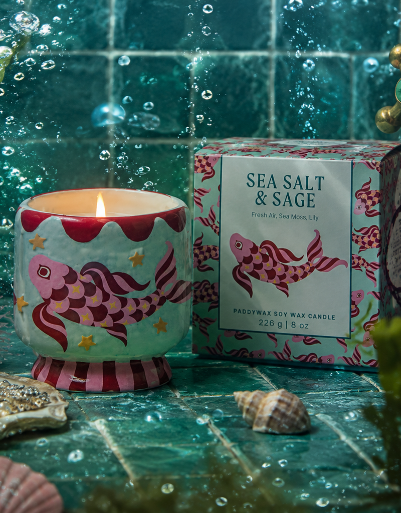 PADDYWAX A Dopo 8oz./226g Kor Fish Ceramic Candle | Sea Salt & Sage