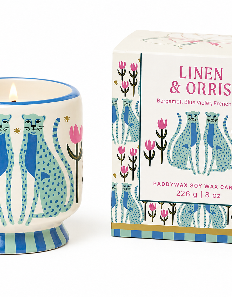 PADDYWAX A Dopo 8oz./226g Blauwe Cheeta's Keramische kaars - Lin & Orris