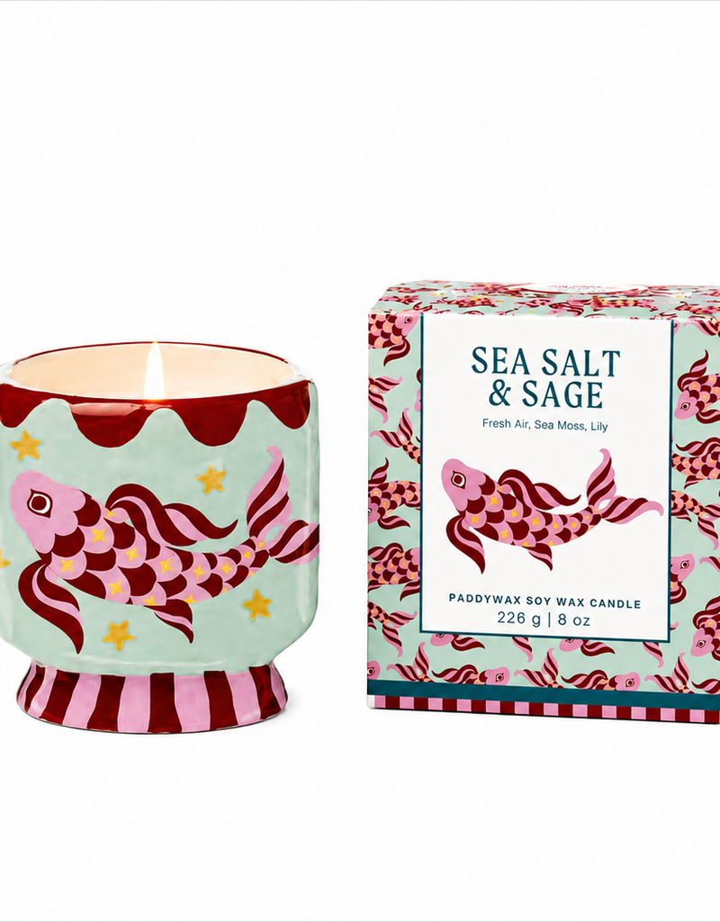 PADDYWAX A DOPO   226g  Keramische kaars Koi Fish | Zeezout & Salie