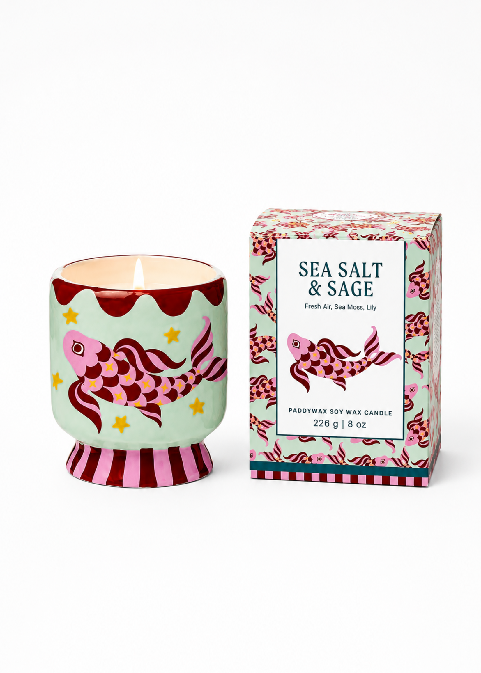 PADDYWAX A Dopo 8oz./226g Kor Fish Ceramic Candle | Sea Salt & Sage