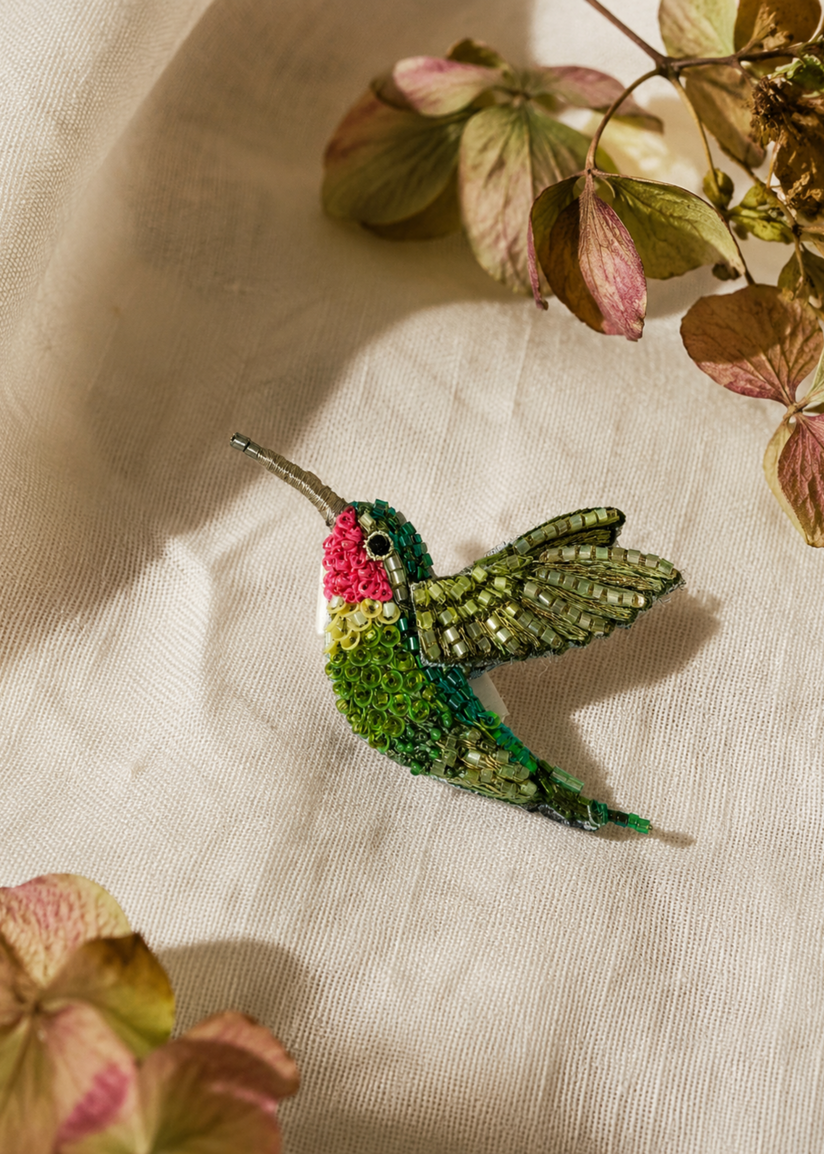 Trovelore Broche Colibri Perlée Fait Main