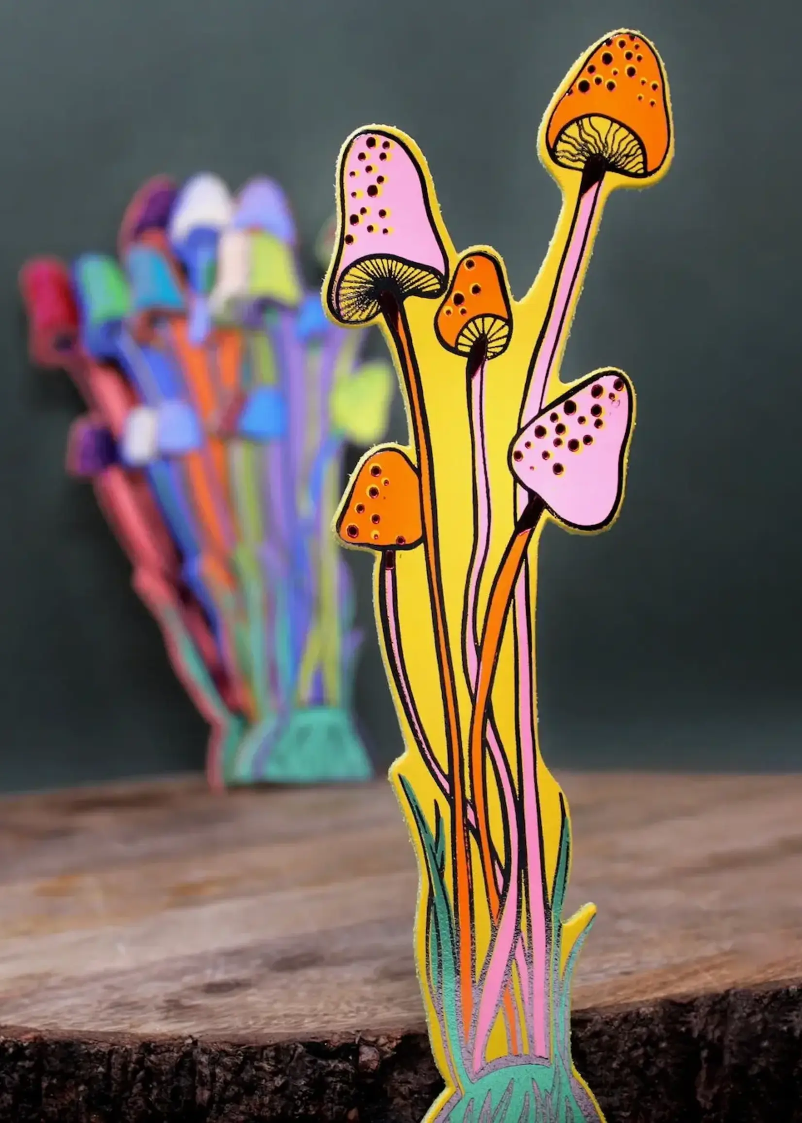 Ark Colour Design Mushroom Bookmark in 100% Genuine Leather – Made in Scotland