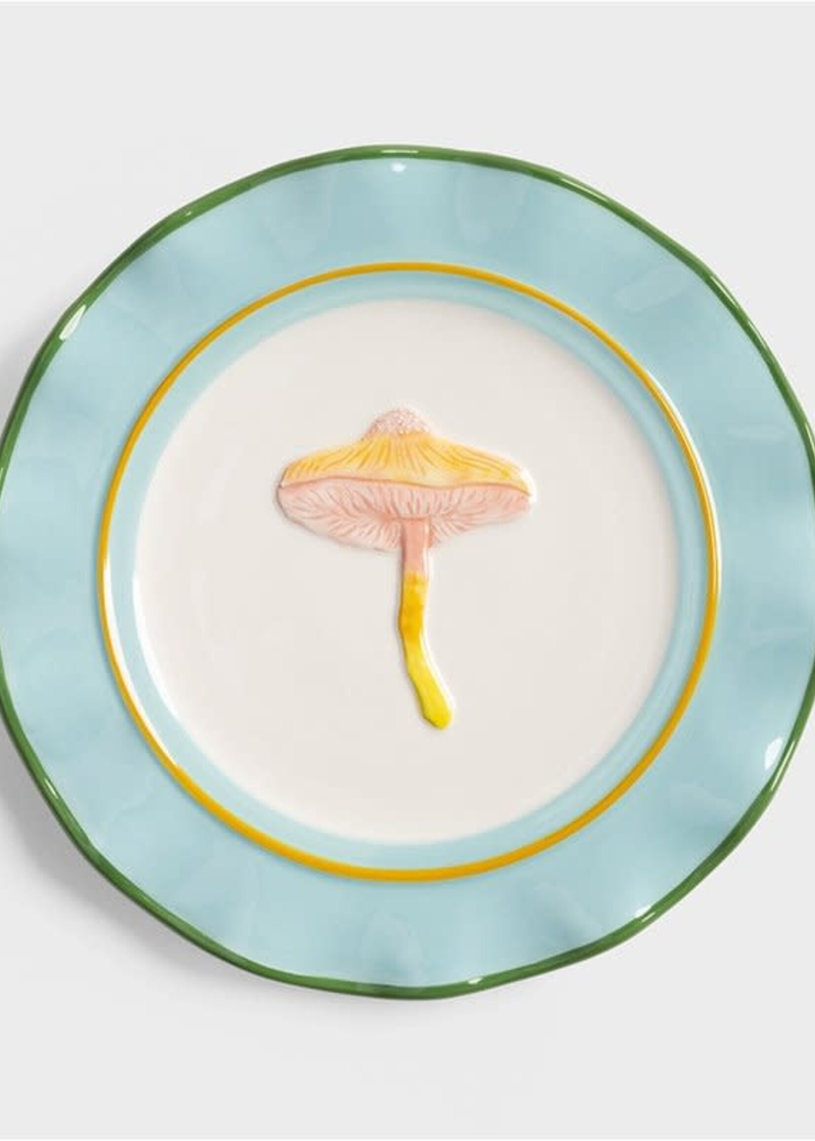 Magic Mushroom dessert plates with four different mushroom designs – set of 4