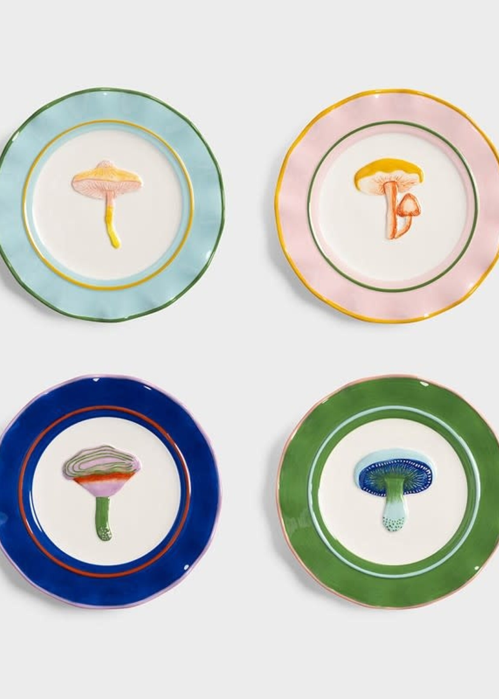&klevering Magic Mushroom dessertbordjes met vier verschillende paddenstoelen – set van 4