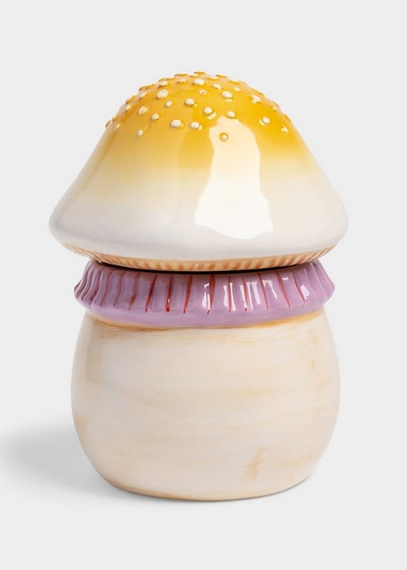 Magic Mushroom decorative dolomite jar with lid – yellow, small