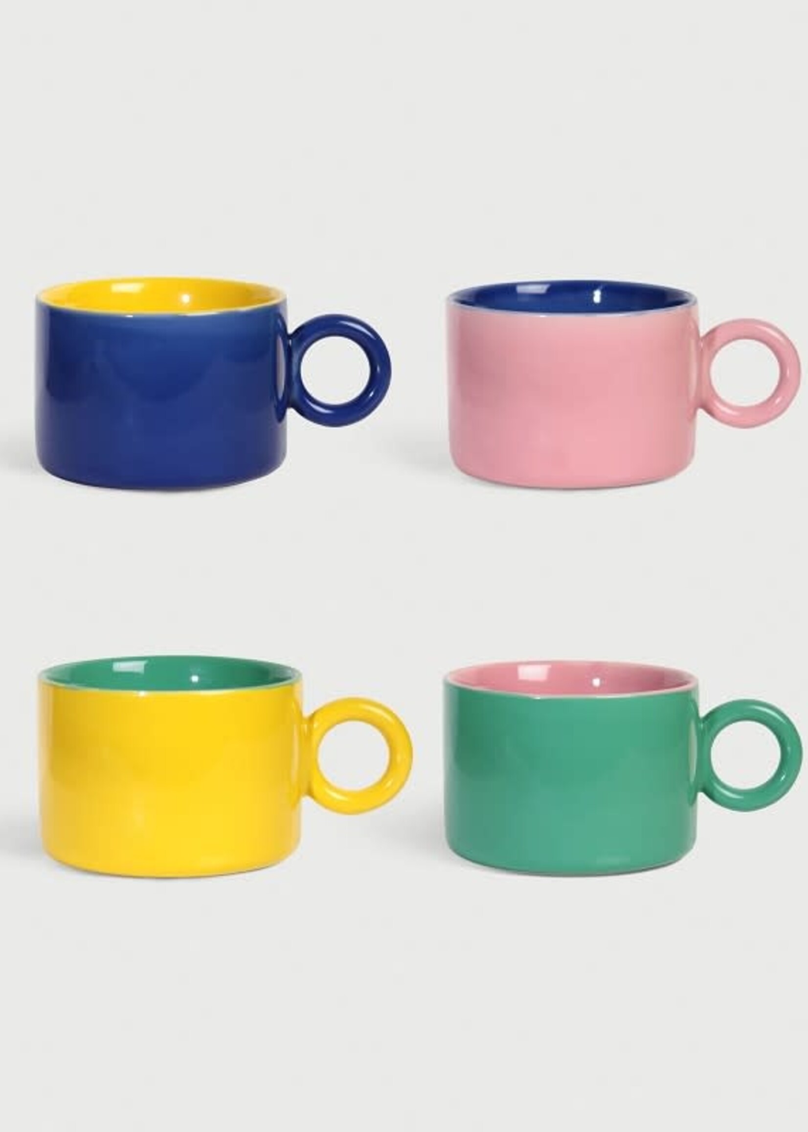 Chiquito porseleinen kopjes in vier kleuren – set van 4