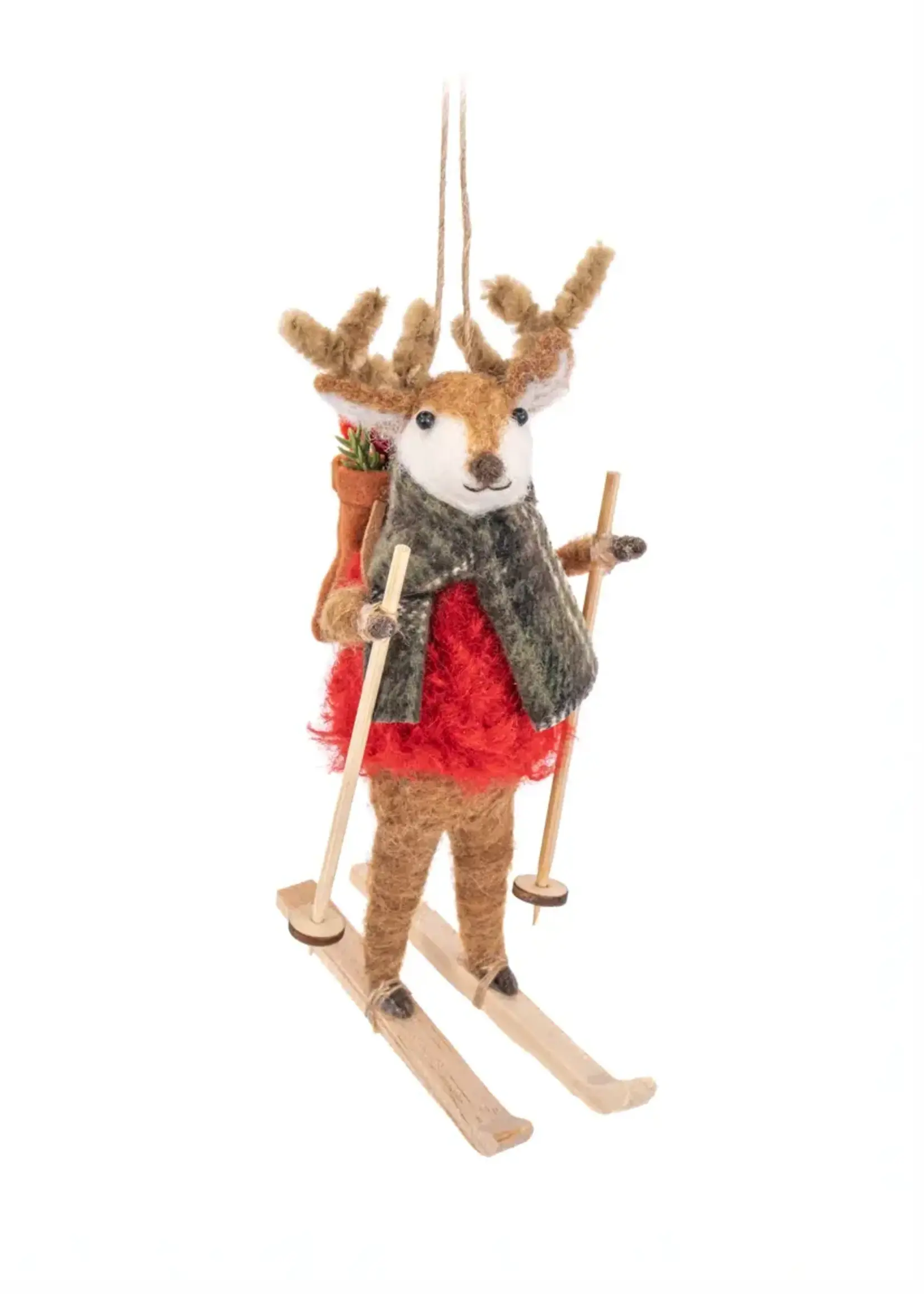 Skiing Reindeer Felt Christmas Decoration