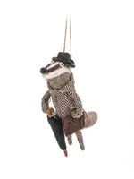 Décoration de Noël en feutre – Blaireau au chapeau melon