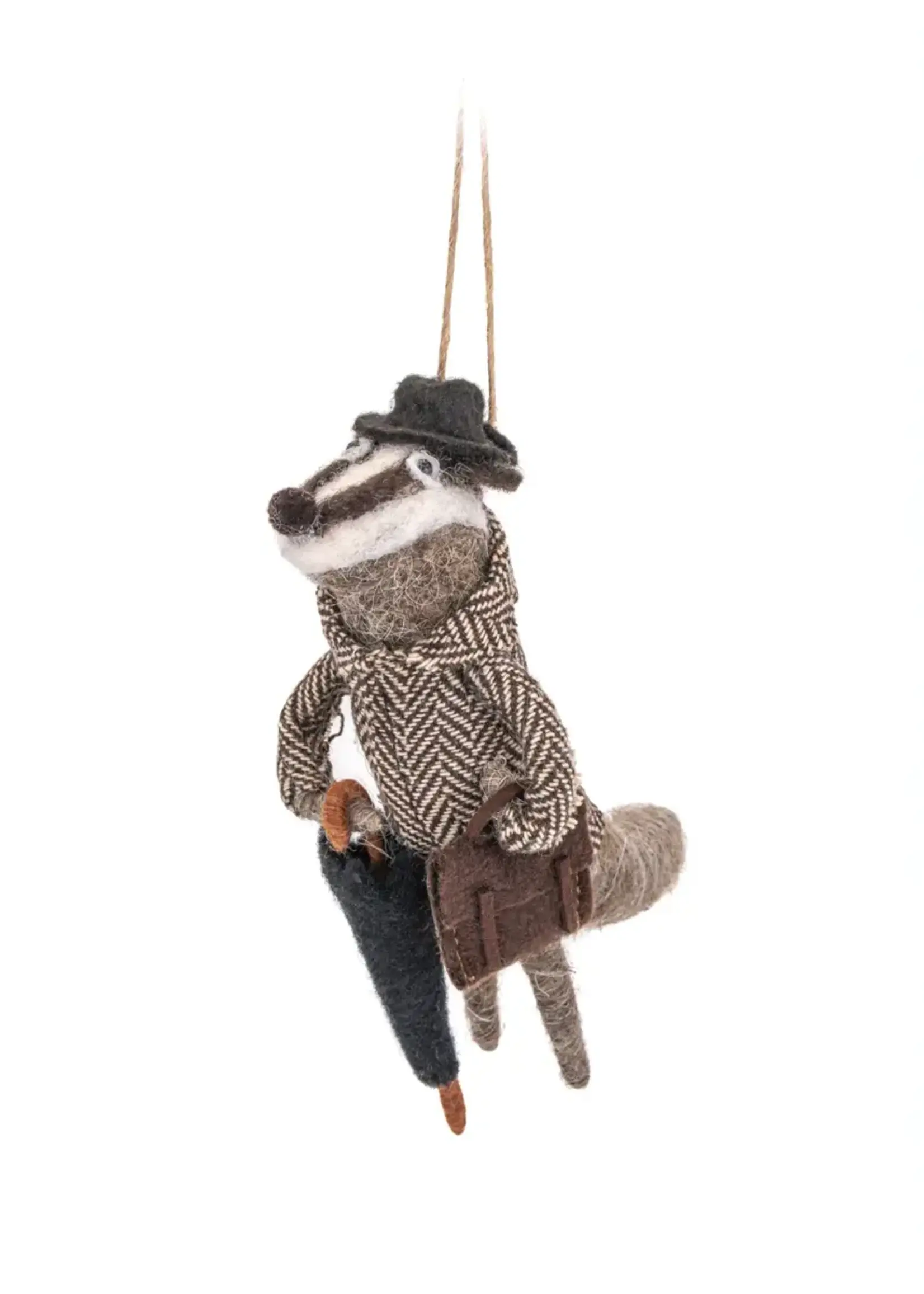 Vilten kerstdecoratie das met bolhoed