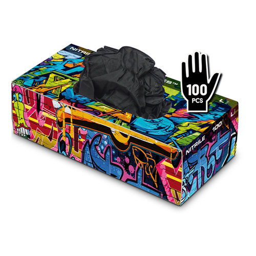 Nitrile Gloves - Black - Box of 100