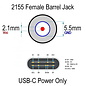 JVB Digital Female Barrel Jack 5.5x2.1mm to USB-C Cable 2-Pieces