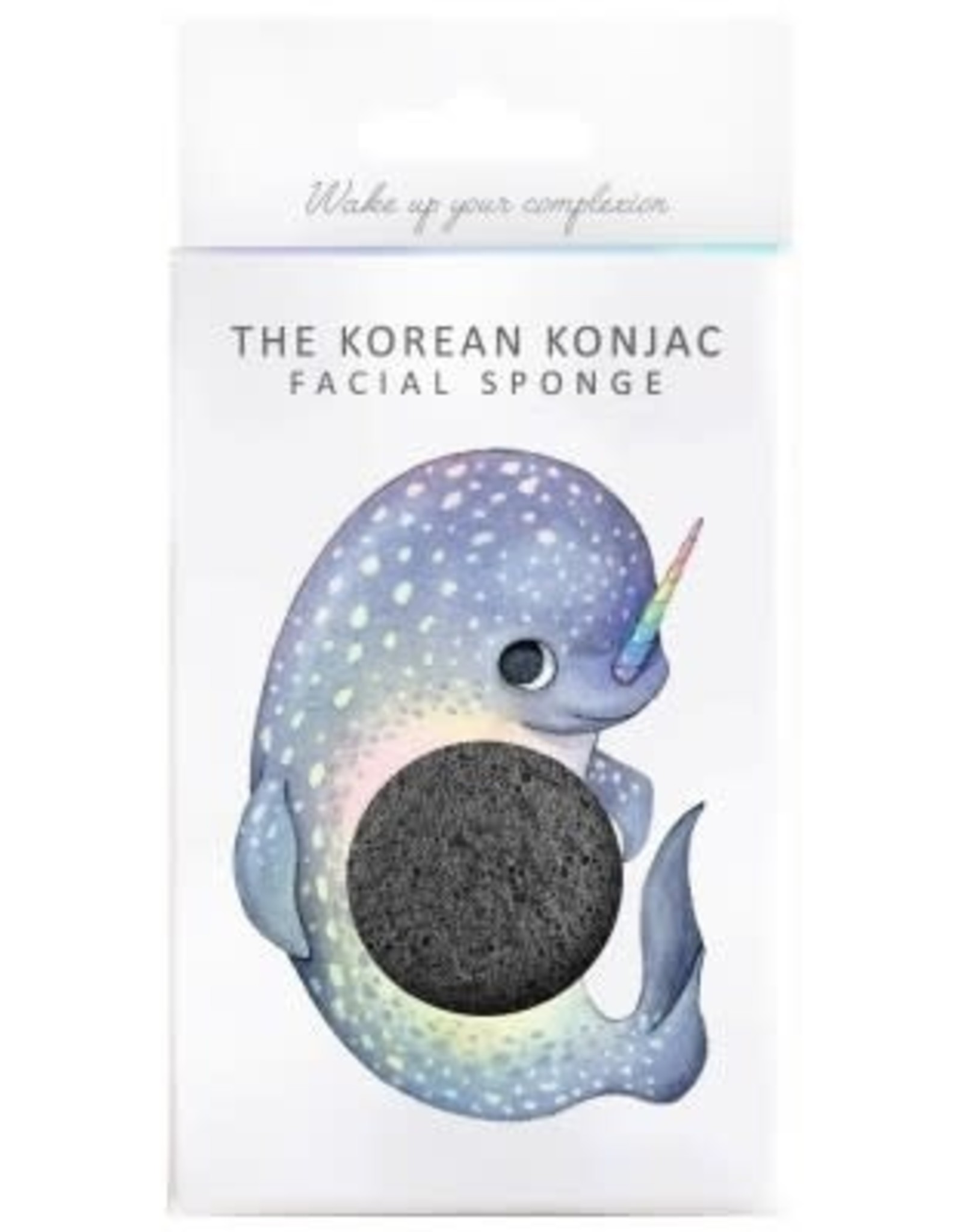 The Konjac Sponge Company Konjac Sponge Mythical Narwhal Box and Hook Bamboo Charcoal