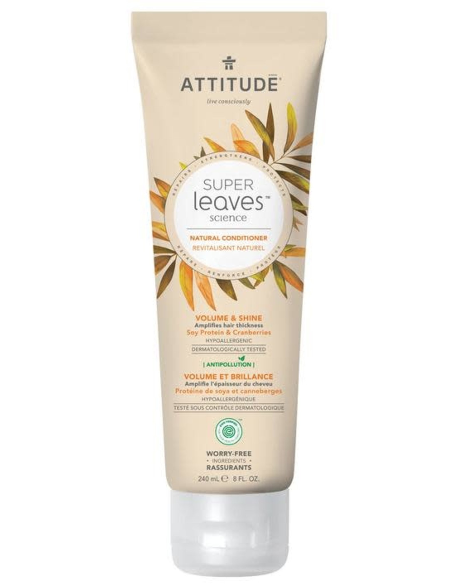 Attitude Super Leaves Natural Conditioner Volume & Shine soya and cranberries 240ml