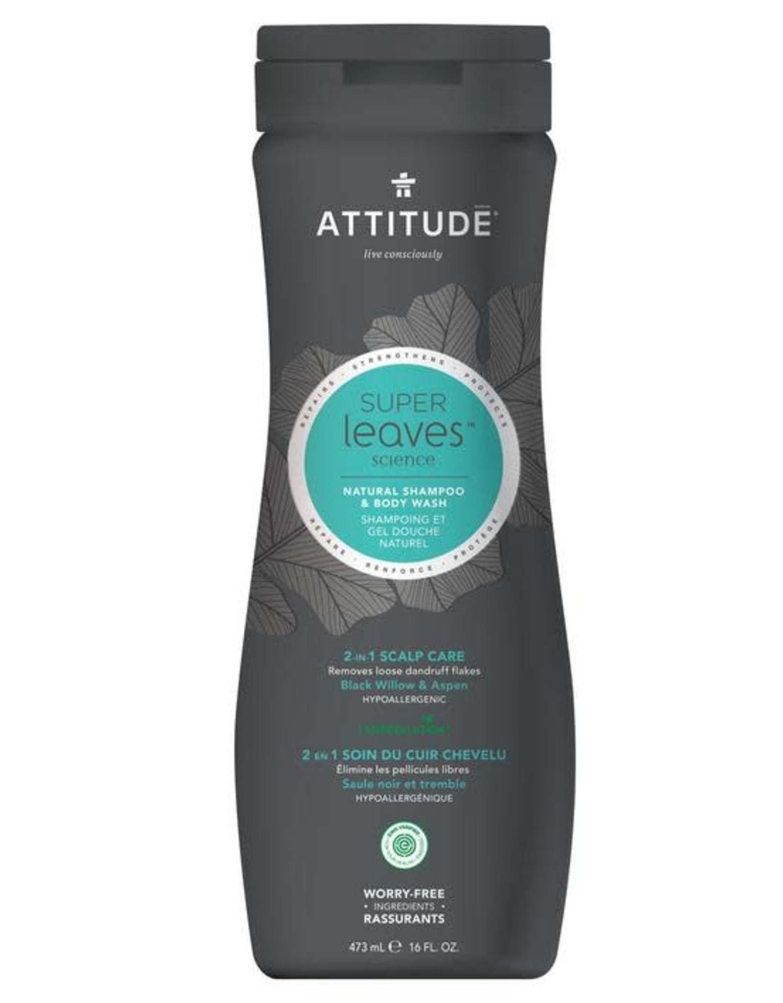 Attitude Super Leaves Natural Shampoo & Body Wash 2 in 1 Scalp Care 473ml