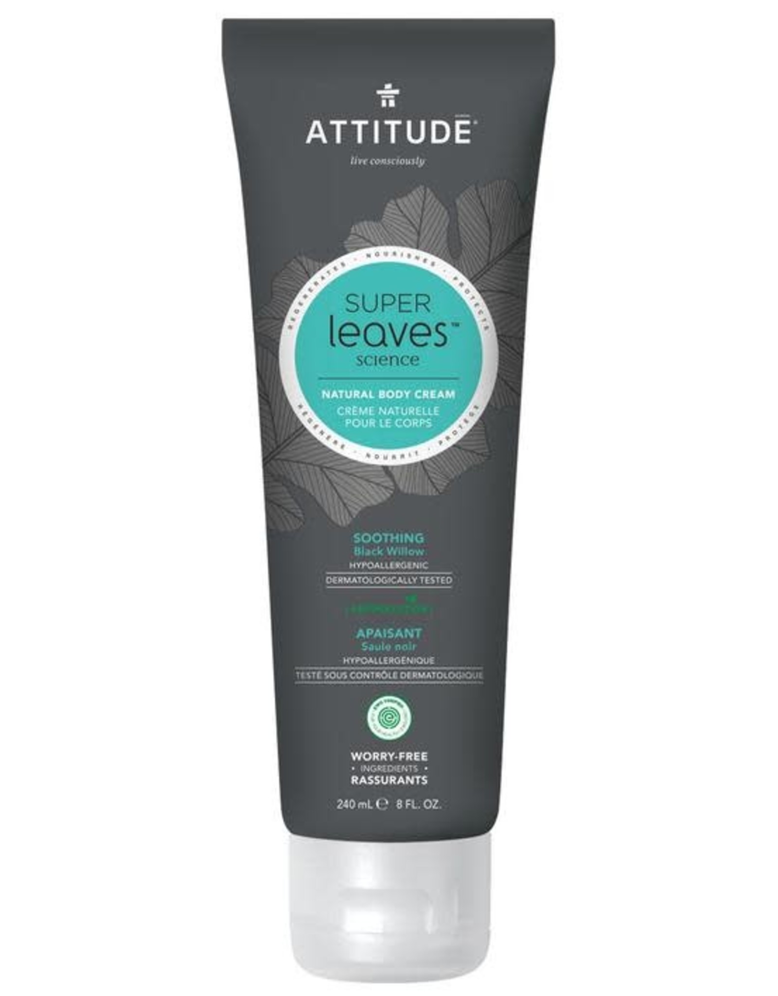 Attitude Super Leaves Natural Body Cream Men Soothing Black Willow 240ml