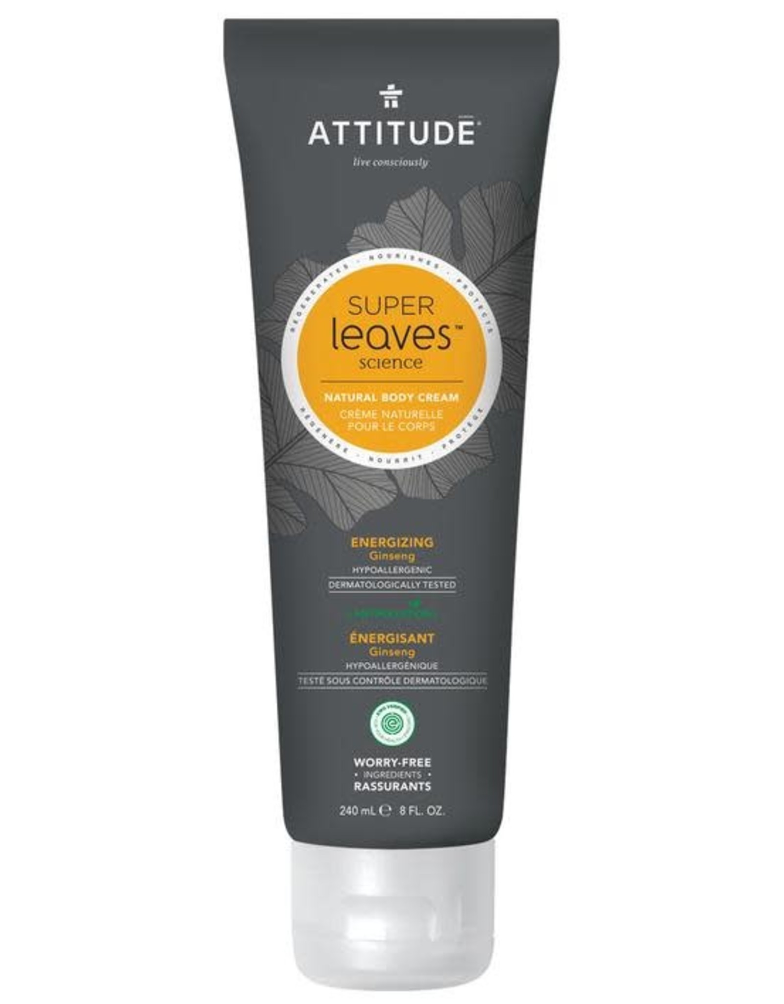 Attitude Super Leaves Natural Body Cream Men Energizing Ginseng 240ml