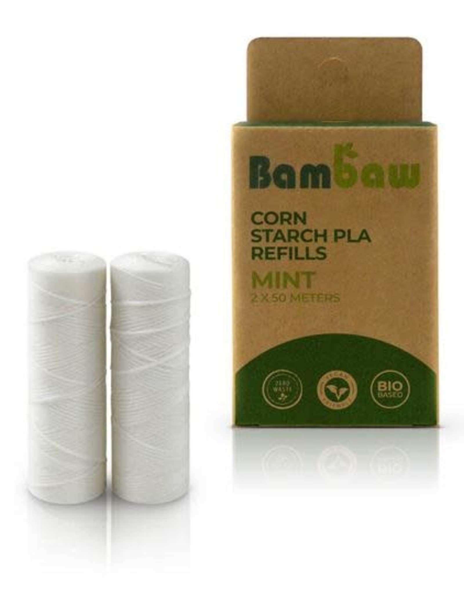 Bambaw Bambaw Corn Starch PLA Dental Floss refills - Mint 2 x 50m